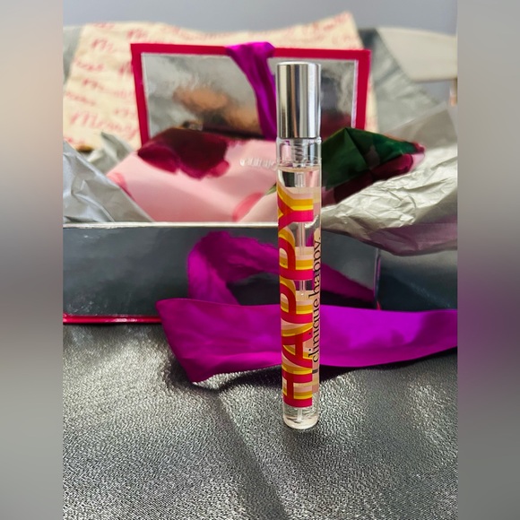 Clinique Happy Gift Set: Pink Floral Cosmetic Bag with Travel size Perfume - Picture 5 of 8